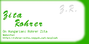 zita rohrer business card